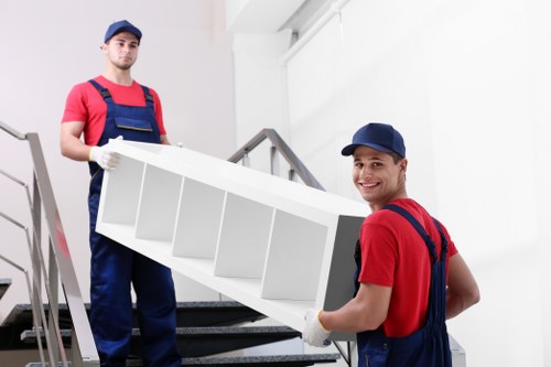 Office relocation items arranged inside a removal van