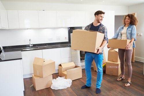 Movers navigating access challenges in a central London office building