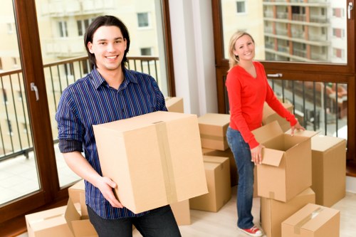 Packed boxes and furniture ready for transport in Londonremoval