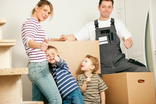 Prepared boxes and furniture ready for a London removal service